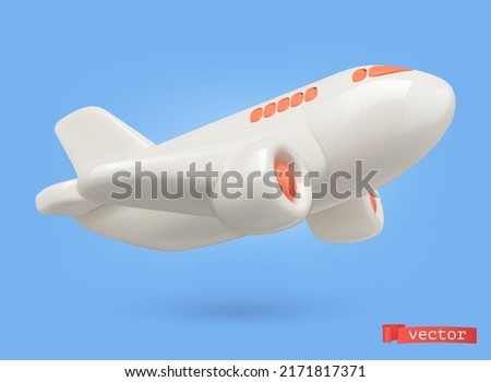Airplane 3d vector cartoon icon Royalty-Free Stock Photo #2171817371