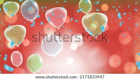Luxury and foil balloons with confetti in  background vector. realistic vector illustration for anniversary, birthday, sale and promotion, party design element.