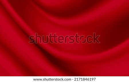 Abstract vector background luxury red silk or satin texture. Red cloth or liquid wave or wavy folds of grunge silk. Red luxurious background design of elegant curves red material. Vector illustration.