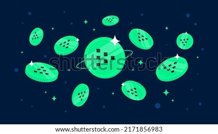 Livepeer (LPT) coins falling from the sky. LPT cryptocurrency concept banner background.