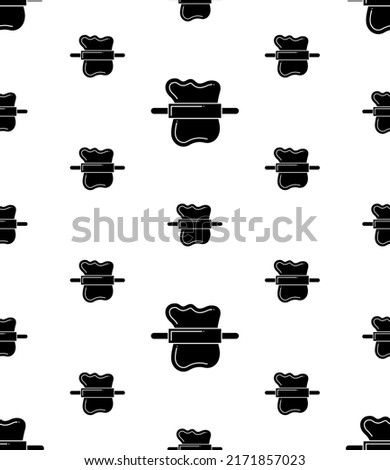 Dough Rolling Icon Seamless Pattern, Shape And Flatten Dough Rolling With Rolling Pin Icon Vector Art Illustration