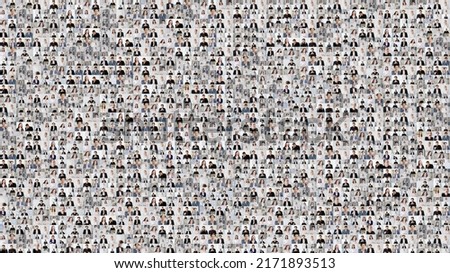 People collage. Virtual meeting. Global online communication. Face screenshot montage of international business team web chat in digital office. Royalty-Free Stock Photo #2171893513