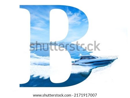 Letter B isolated Boat speed water ocean 