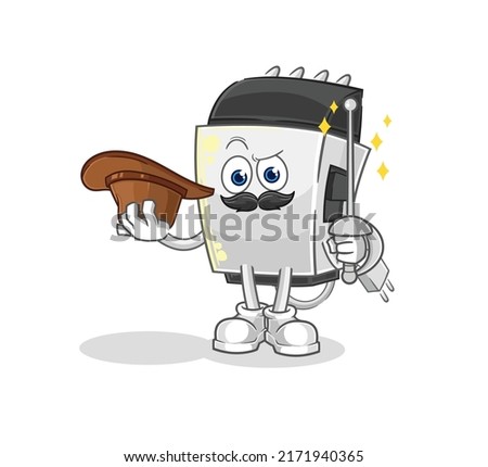 the hair clipper fencer character. cartoon mascot vector