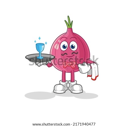 the red onion waiter cartoon. cartoon mascot vector