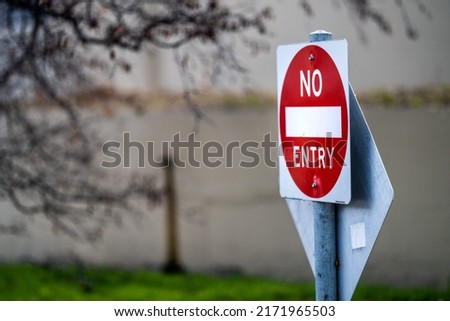 No entry sign traffic sign, red road sign in Hobart Tasmania Australia 