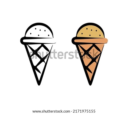 Vector illustration of ice cream in a hand drawn style on a white background