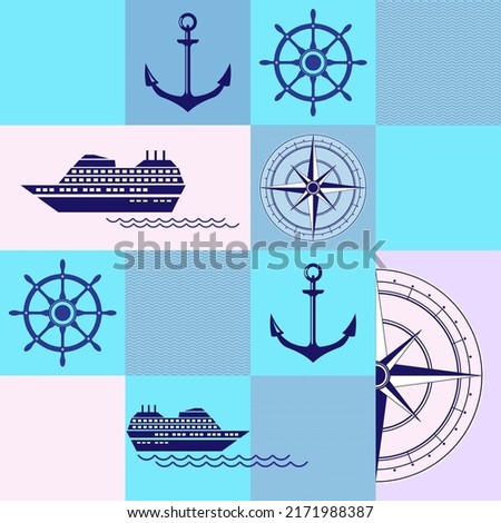 Sea and nautical background vector illustration in abstract geometric style