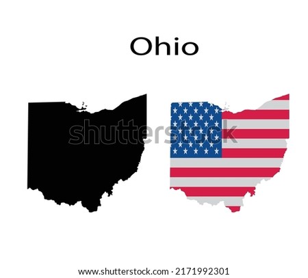 Ohio Map Silhouette and Icon Vector Illustration 
