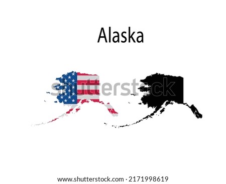 Alaska Map Silhouette and Icon Vector Illustration 