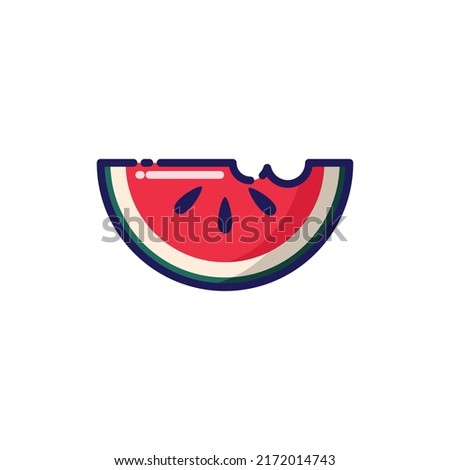 Sliced Watermelon Lineal Icon - Summer Season Icon Vector Illustration