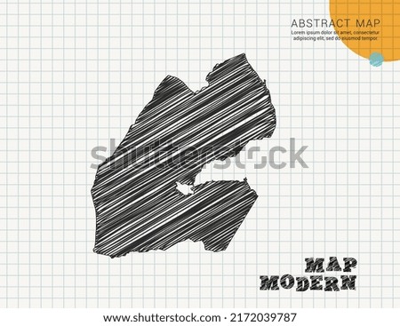 Djibouti map of vector black silhouette chaotic hand drawn scribble sketch on grid paper used for notes or decoration.