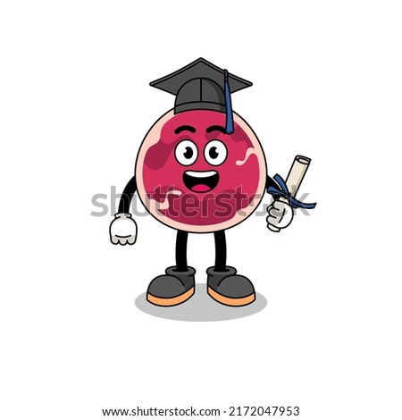 meat mascot with graduation pose , character design