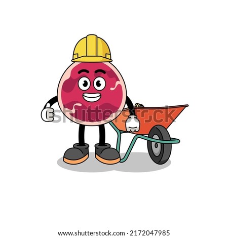 meat cartoon as a contractor , character design
