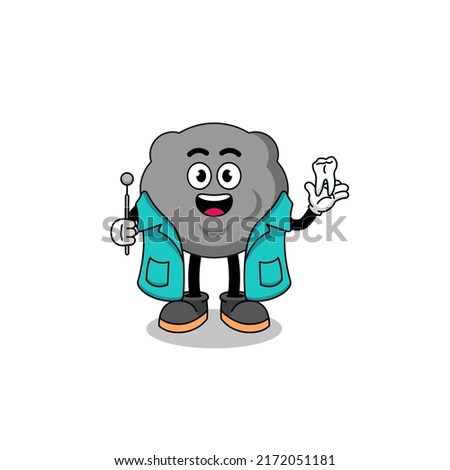 Illustration of dark cloud mascot as a dentist , character design