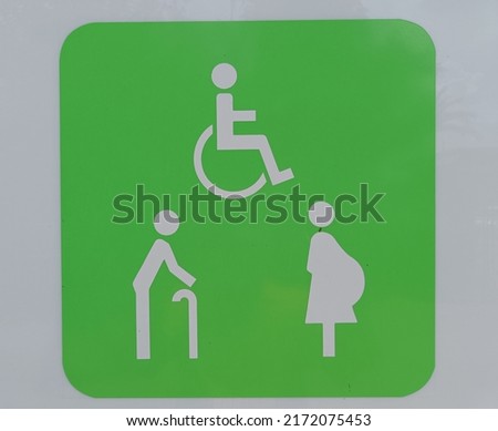 Toilet signs for the elderly, pregnant women and the disabled.