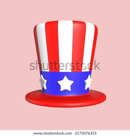 3D American Hat Illustration with Star
