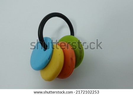 isolated on white of colorful rubber keychain