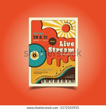 Vector  Illustration of Live Stream Concert Flyer 