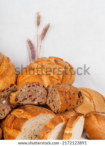 assortment of table bread on white background