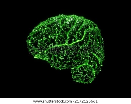 Brain Side Polygonal Abstract Hologram Data Machine Concept BackgroundMedical Research 3D