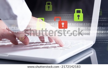 digital key and privacy management policy for file data transfer, cyber security awareness concept