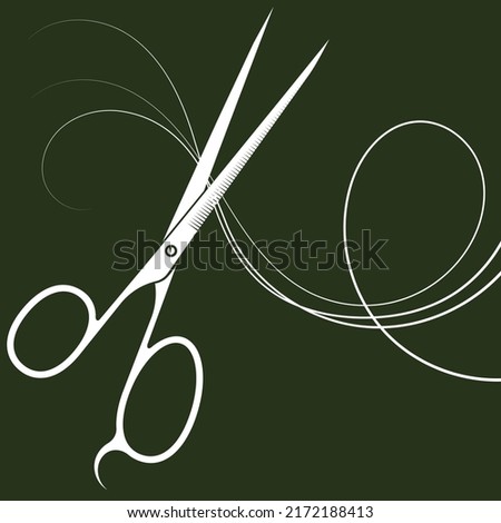 Design for beauty salon and barbershop. Scissors and curl of hair