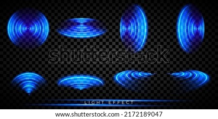 Round light effect set. Sonar sound wave. Signal concentric circle. Radio station signal. Water ripple with circle waves. A place or a painful point. Royalty-Free Stock Photo #2172189047