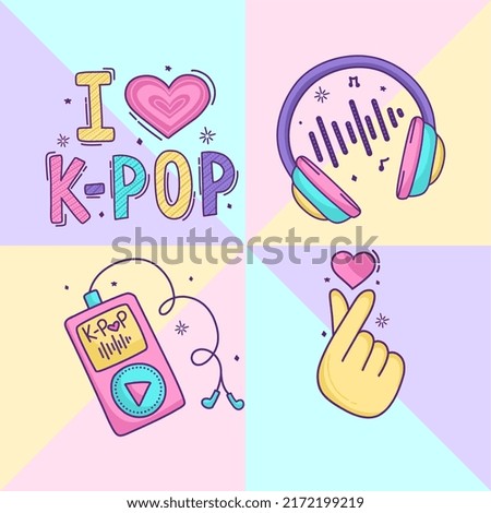 
Kpop drawing set, headphone, music Royalty-Free Stock Photo #2172199219