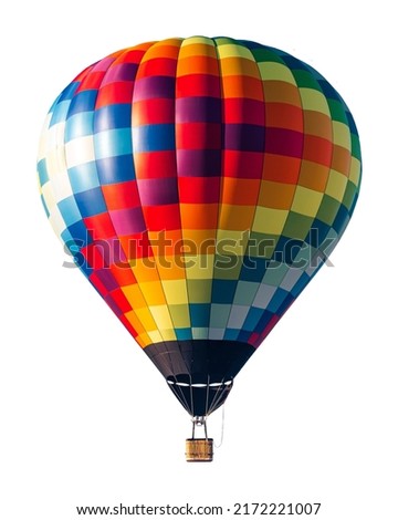 High Resolution, colorful, accurate hot air balloon isolated against a white background for easy compositing Royalty-Free Stock Photo #2172221007