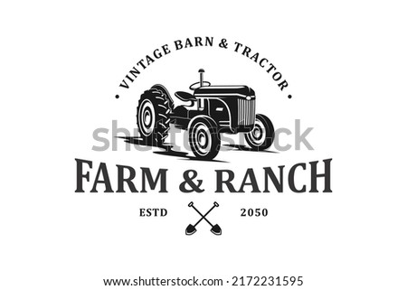 Tractor Silhouette logo vector farming and ranch equipment transportation machine plow field vehicle Royalty-Free Stock Photo #2172231595