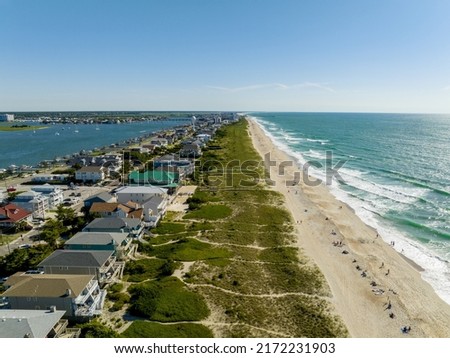 Beachfront houses and vacation rentals in Wrightsville NC Outer Banks Royalty-Free Stock Photo #2172231903