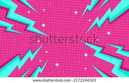 comic abstract pop art background with thunder illustration Royalty-Free Stock Photo #2172246503