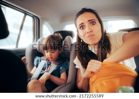 
Stressed Mother Checking her Bag Going on Family Car Trip. Mom forgetting the ids and passports for going on summer vacation
 Royalty-Free Stock Photo #2172255589