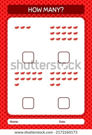 How many counting game with watermelon. worksheet for preschool kids, kids activity sheet
