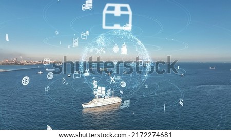 Marine transportation and technology concept.