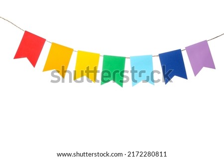 Colorful festive bunting flags on white background Royalty-Free Stock Photo #2172280811