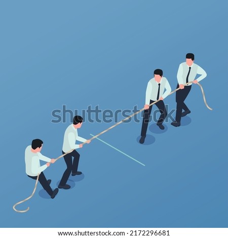 Leadership infographic composition with isometric view of zero sum game played by characters of male clerks vector illustration Royalty-Free Stock Photo #2172296681