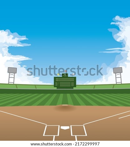 Image illustration of a baseball field (view from the back net)