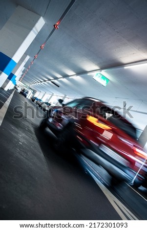 Underground parking, garage (shallow DOF; colour toned image)