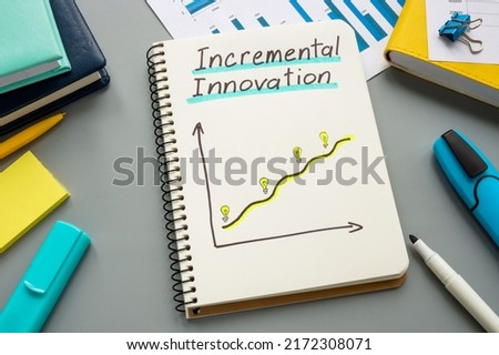 Open notepad with chart about incremental innovation. Royalty-Free Stock Photo #2172308071