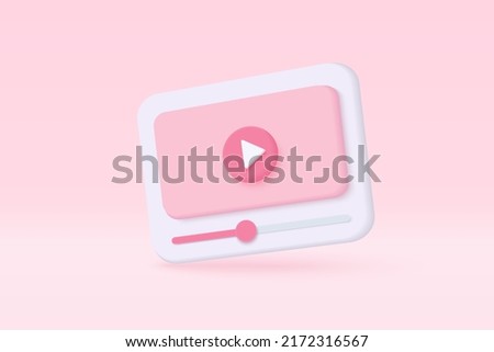3d social media with live streaming and emotion on frame in pink background. Social media online playing video for make money passive income 3d concept. 3d play video icon vector render illustration Royalty-Free Stock Photo #2172316567