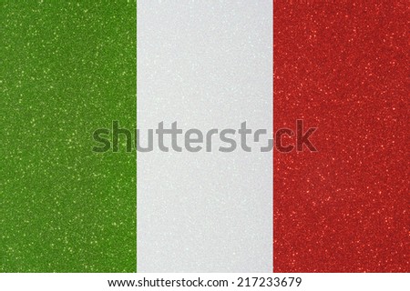 the ensign of italy made of twinkling glittermaterial