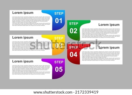 5 step infographic template with full color. designs for banners, presentations and more.