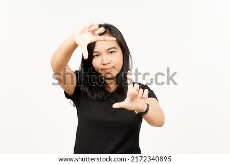 Make frame with finger of Beautiful Asian Woman Isolated On White Background