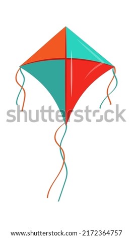 Rectangular kite Children Toy. Vector illustration