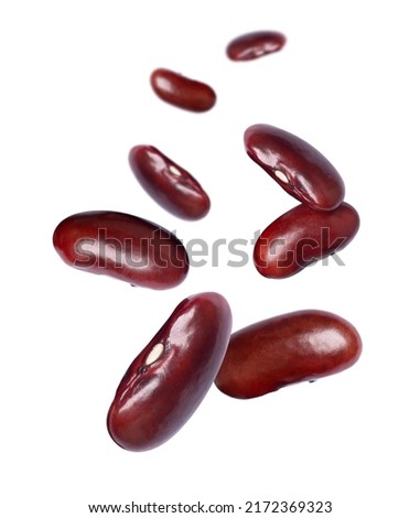 Red kidney bean falling down isolated on white background. Royalty-Free Stock Photo #2172369323
