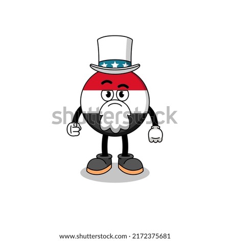 Illustration of yemen flag cartoon with i want you gesture , character design