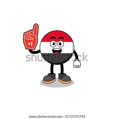 Cartoon mascot of yemen flag number 1 fans , character design