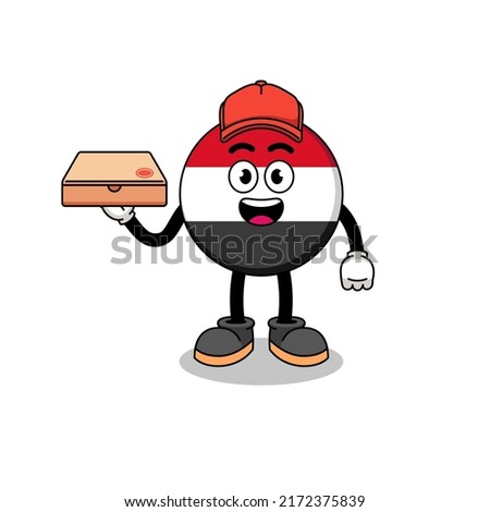 yemen flag illustration as a pizza deliveryman , character design